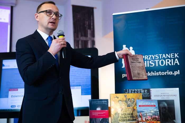 Dr Rafał Leśkiewicz, redaktor naczelny portalu przystanekhistoria.pl– Warszawa, 11 grudnia 2019. Fot. Sławek Kasper (IPN)