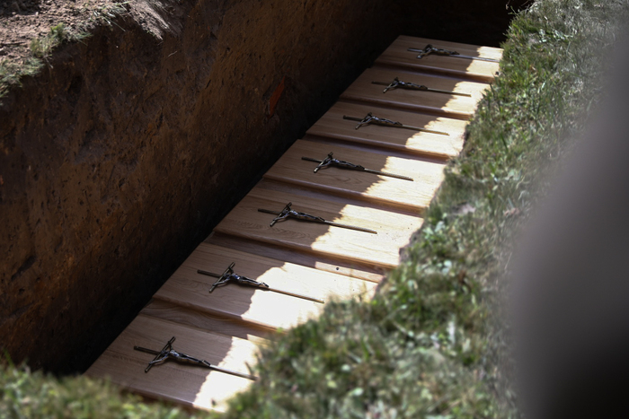 Uroczystości pogrzebowe Powstańców Warszawskich oraz cywilnych ofiar Powstania Warszawskiego, których szczątki zostały odnalezione na Czerniakowie – Warszawa, 4 sierpnia 2023. Fot. Sławek Kasper (IPN)