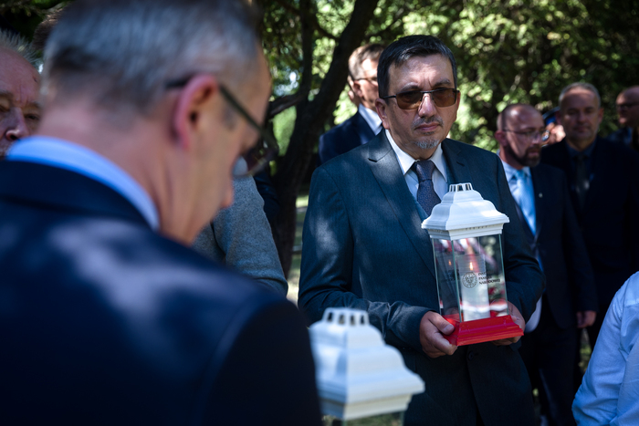 Uroczystości pogrzebowe Powstańców Warszawskich oraz cywilnych ofiar Powstania Warszawskiego, których szczątki zostały odnalezione na Czerniakowie – Warszawa, 4 sierpnia 2023. Fot. Sławek Kasper (IPN)