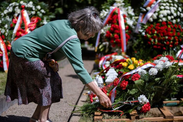 Uroczystości pogrzebowe Powstańców Warszawskich oraz cywilnych ofiar Powstania Warszawskiego, których szczątki zostały odnalezione na Czerniakowie – Warszawa, 4 sierpnia 2023. Fot. Sławek Kasper (IPN)