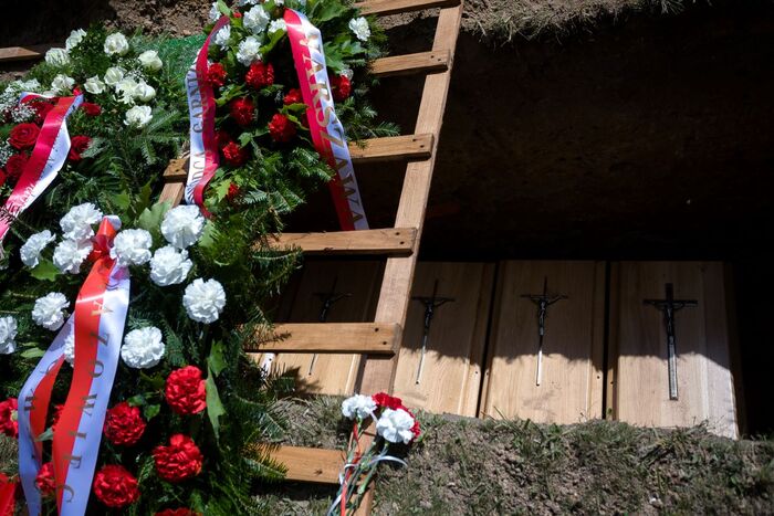 Uroczystości pogrzebowe Powstańców Warszawskich oraz cywilnych ofiar Powstania Warszawskiego, których szczątki zostały odnalezione na Czerniakowie – Warszawa, 4 sierpnia 2023. Fot. Sławek Kasper (IPN)