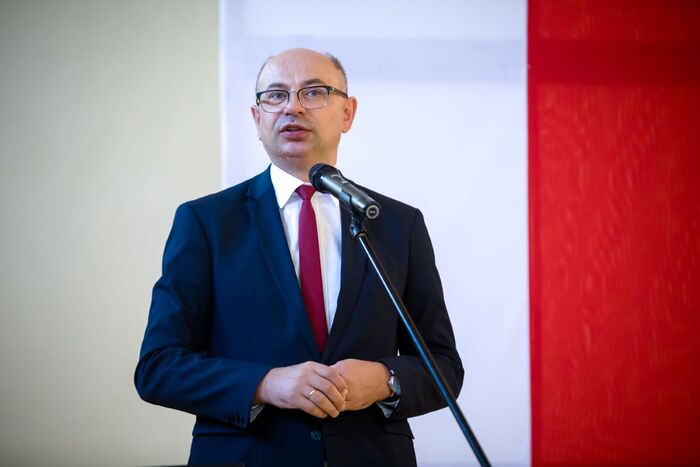 Dr Mateusz Szpytma podczas gali finałowej przedsięwzięcia „Rodzina Ulmów – dziedzictwo dla pokoleń” – Warszawa, 21 września 2023. Fot. Sławek Kasper (IPN)