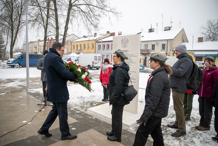 Odsłonięcie tablicy upamiętniającej wypędzenie nasielskiej społeczności żydowskiej w 1939 r. – Nasielsk, 3 grudnia 2023. Fot. Michał Rosenberg (IPN)